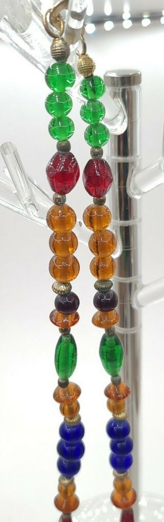 Vintage Art Glass Multicolored Gemstone Seed Copper Bead Necklace 2