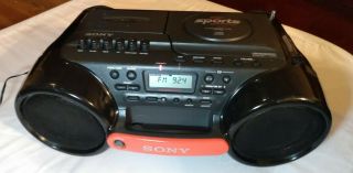 Vintage Sony Sports Boombox Cfd - 980 Water Resistant Cd Radio Cassette Player Htf