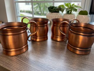 Vintage Solid Copper Mug Set Of 4,  Gregorian Made In Usa (e4)