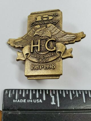 Harley - Davidson Owners Group Vintage Logo Metal Pin Badge Button (h.  O.  G.  Hog)