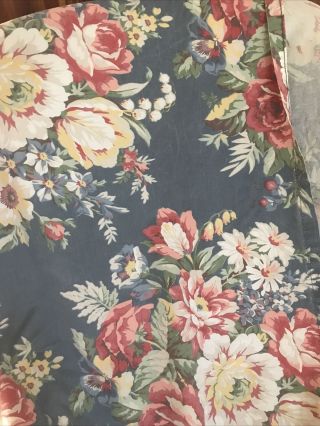 Vintage Ralph Lauren Kimberly Queen Size Flat Sheet Usa Made Blue Floral