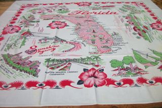 Vintage Florida Tablecloth State Map Print Souvenir Pre - Disney