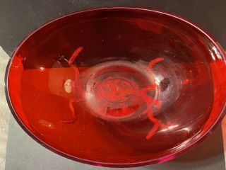 Arthur Court Aluminum and Brass Seashell Stand & Red Lucite Bowl 1993 Vintage 3