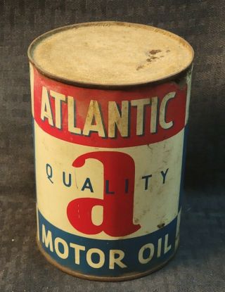 Vintage Atlantic Quality Motor Oil Can Empty One Quart