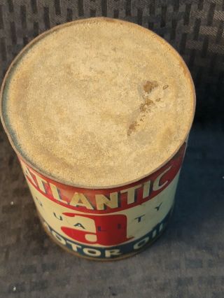 Vintage Atlantic Quality Motor Oil Can Empty One Quart 2