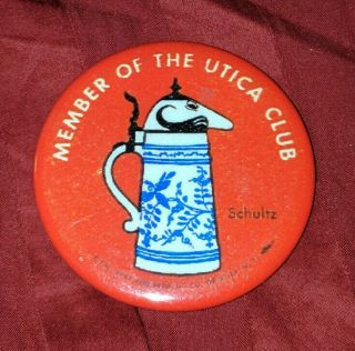 Member Of The Utica Club Advertising Pocket Mirror Schultz Beer Alcohol Rare Htf