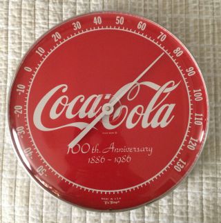 Vintage Coca Cola 100th Anniversary Thermometer 12 " 1886 - 1986 Red