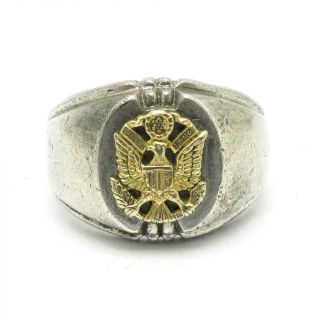 Vintage Wwii United States Army Sterling Silver & Gold Ring Size 10