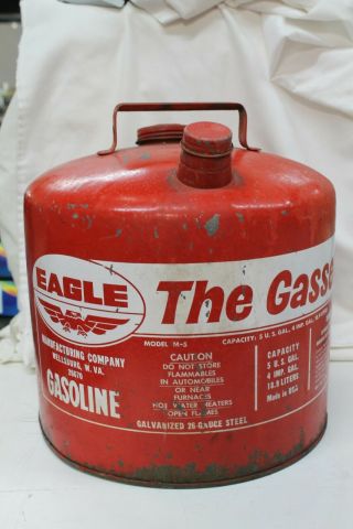 Vintage Eagle " The Gasser " Metal 5 Gallon Gas Can Model M - 5