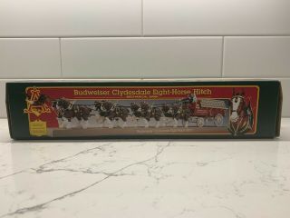 1995 Ertl Budweiser Clydesdale Eight - Horse Hitch Mechanical Bank W/cover
