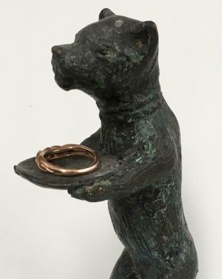 Vtg Wolf Bear Fox Bronze Ring Tree Stand Tray Holder Figurine Vienna Austrian