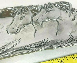 Arthur Court 3 Horse Head Serving Tray Aluminum Signed/dated 18 1/2 " X 5 3/4 "