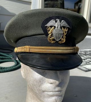 Ww2 Us Navy Usn Aviation Green Officer’s Visor Hat Cap