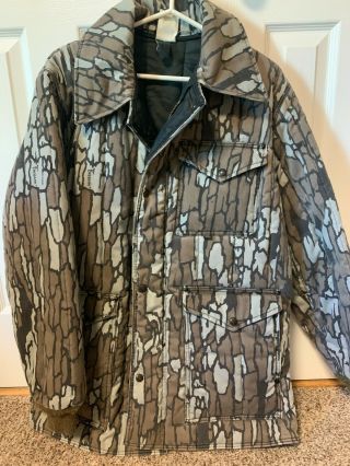Vintage Trebark Woodsland Camo Refrigiwear Hunting Work Jacket Made In Usa M