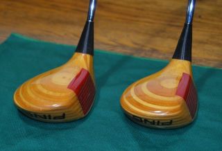 Vintage Ping Zing Karsten Blonde 3 & 5 Woods R Steel Shafts Winn Grips