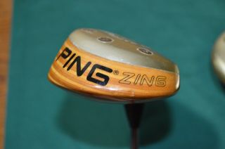 Vintage PING ZING Karsten Blonde 3 & 5 Woods R Steel Shafts Winn Grips 2