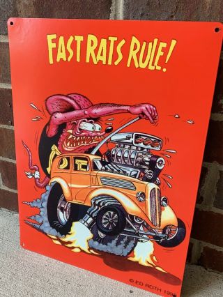 Rat Fink Large Vintage Style 1998 Ed Roth Company Usa Made Gas Metal Sign