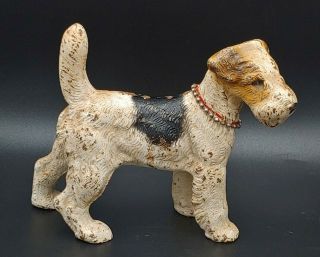 Vtg Hubley Wire Fox Terrier Pup Antique Cast Iron Dog Doorstop Decorative Statue