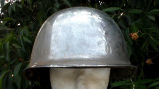 Old Ww2 To Vietnam War Era Parade Dress Chromed M - 1 Helmet In