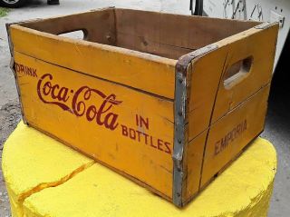 Vintage Coca - Cola Wood Bottles Crate Yellow