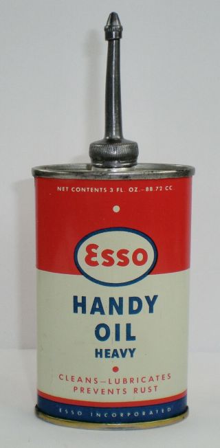 Vintage Esso Handy Oil 3 Oz.  Oiler Can With Lead Spout