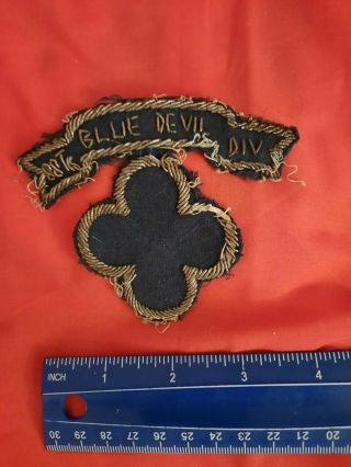 Wwii Us Army 88th Infantry Division Blue Devils Bullion Patch W/tab