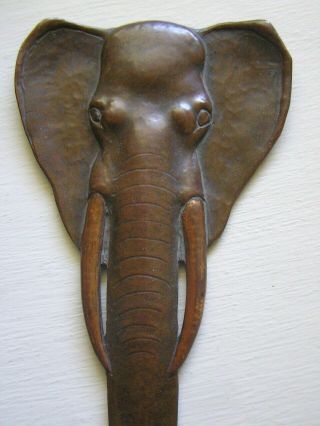 Arts & Crafts Hammered Copper Elephant Face Letter Opener Signed