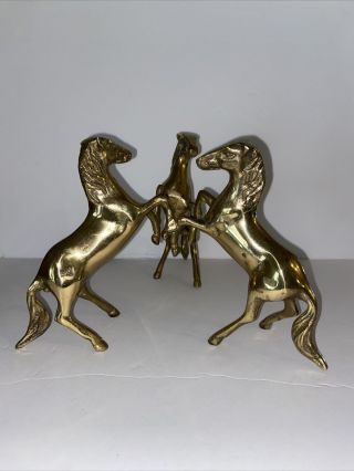 Solid Brass Three Horses Crystal Ball Stand For Jade Or Glass Sphere