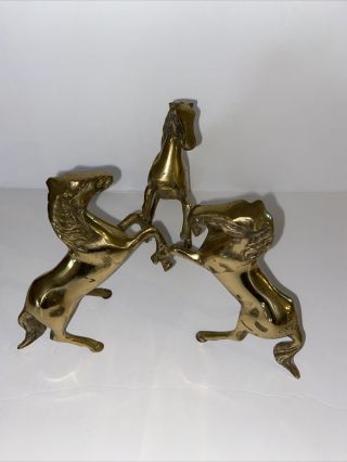 Solid Brass Three Horses Crystal Ball Stand For Jade or Glass Sphere 2
