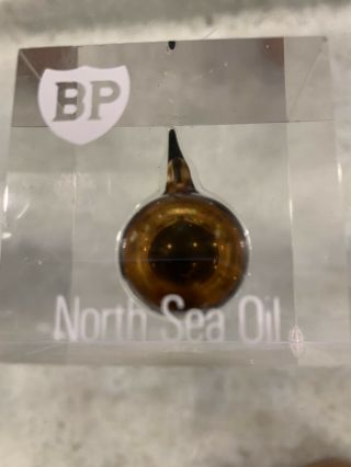 Rare Bp North Sea Crude Oil Drop Acrylic Lucite Paperweight