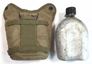 Wwii 1943 Dated Us Army M1935 Cavalry Mounted Canteen And Khaki Cover