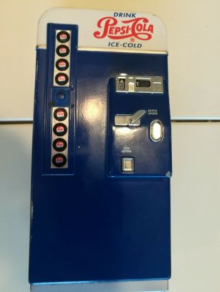 Vintage Metal 7 1/2 Inch Pepsi - Cola Coin Bank Mini Vending Machine Collectible