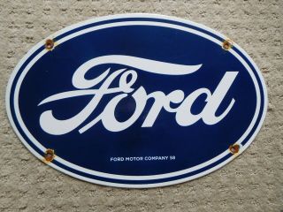Old Vintage Dated 1958 Ford Motor Company Porcelain Car Truck Dealership Sign