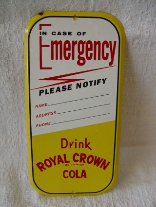 Vintage Royal Crown Cola Drink Rc Soda Emergency Phone Numbers Wall Sign