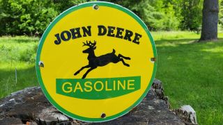 Old Vintage John Deere Farming Porcelain Sign Tractor Quality Farm Equipment