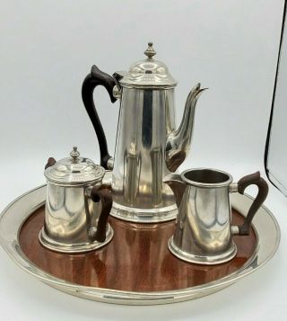 Vintage Kirk Stieff Pewter 5pc Coffee - Tea Pot Creamer & Sugar Set Cw P1 - 16