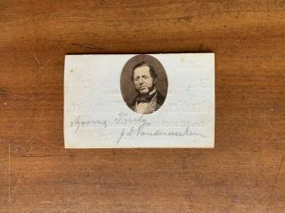 1850s Photo - Illustrated Business Card Signed Coated Stock Vanderwerken Albany Ny