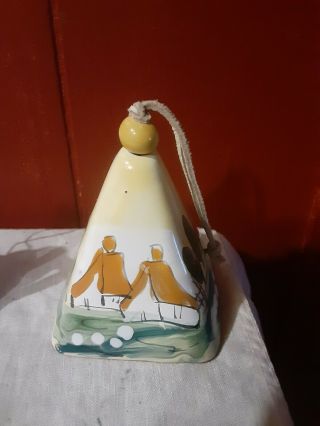 Vintage Mexican Pottery Bell - Hand Painted 3 1/2 " - Unsigned - See Details