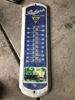 Vintage Packard Motor Cars Metal Thermometer Advertising Sign