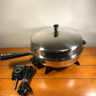Vtg Farberware 12 " Electric Skillet 310 - B Stainless Steel Dome Lid Fry Pan