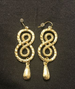 Vintage Matte Gold Tone Signed Ben Amun Dangling Pierced Earrings