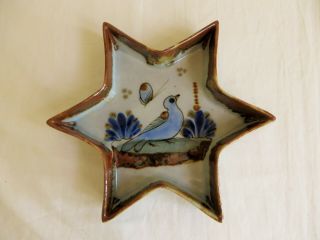 Ken Edwards Mexican Art Pottery Tonala Bird Star Shaped Dish Plate Snacks