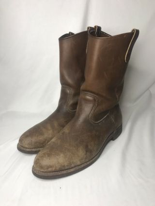 Vintage Red Wing Roper Cowboy Boots Men Size 10.  5 E Usa Rare Brown Slip On Rare