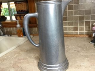 Large Vintage Wilton Matte Pewter Stein Tankard Mug Style Pitcher 12” Tall 2