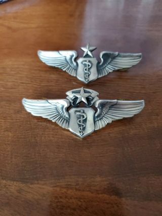 Us Air Force Sterling 1950s & 60s Chief & Senior Flight Surgeon Wings