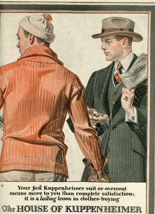 1920 Vintage Gay Interest Ad.  J.  C.  Leyendecker Big Pg Color Art.  Kuppenheimer