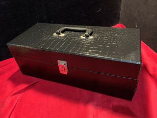 Vintage Black Faux Alligator 8 - Track Storage Carrying Case Carrier Holds 24 Tape 2
