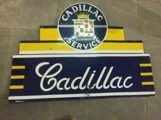 Porcelain Cadillac Enamel Sign Size 36 " X 24 " Inches Double Sided