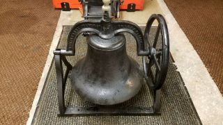 Very Large 20 Inch Antique Belfry Mount School Bell,  Montgomery Ward,  With Frame