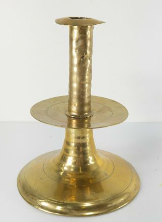 Antique 10 " 16/17th Flemish English Dutch Trumpet Base Mid Drip Candlestick